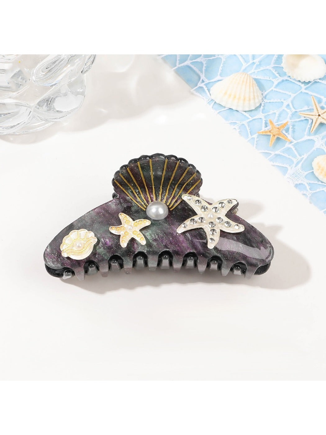 Beau - Ocean Acrylic Hair Claw with Rhinestones