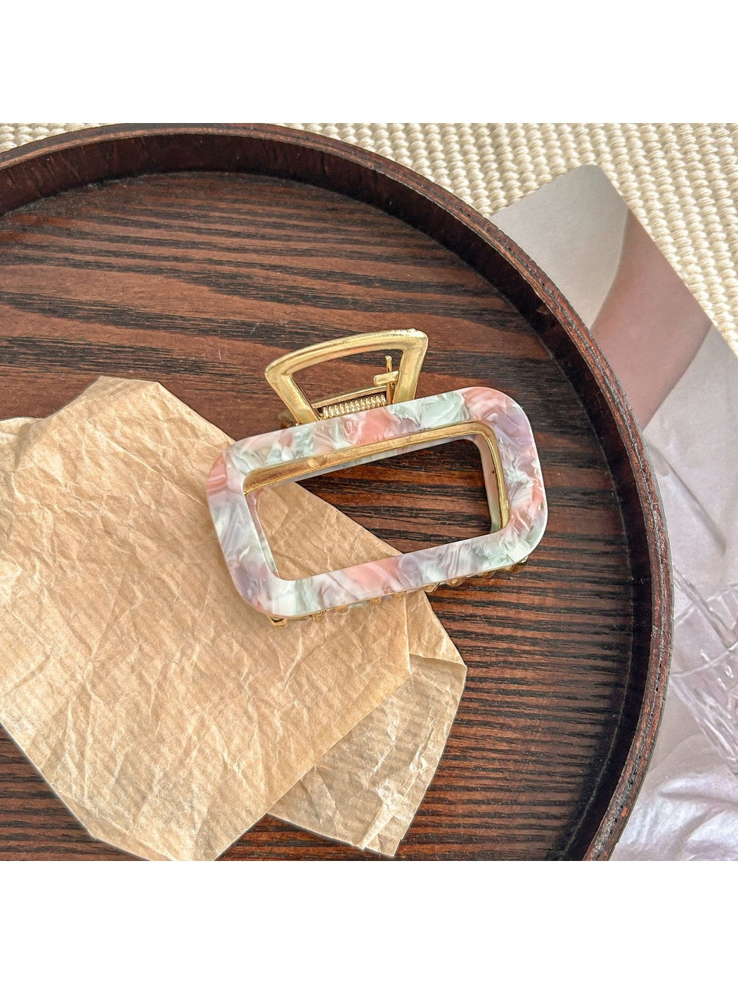 Beau - Square Hollow Acetate Alloy Claw Clip