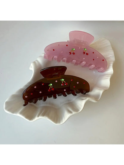 Beau - Cherry Print Clip Claw Hair Clip