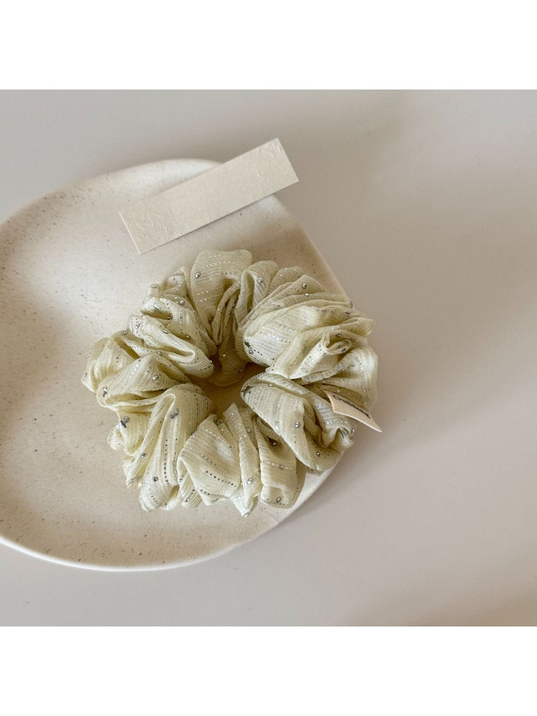 Gifty - Textured Rhinestone Polyester Ponytail Scrunchie