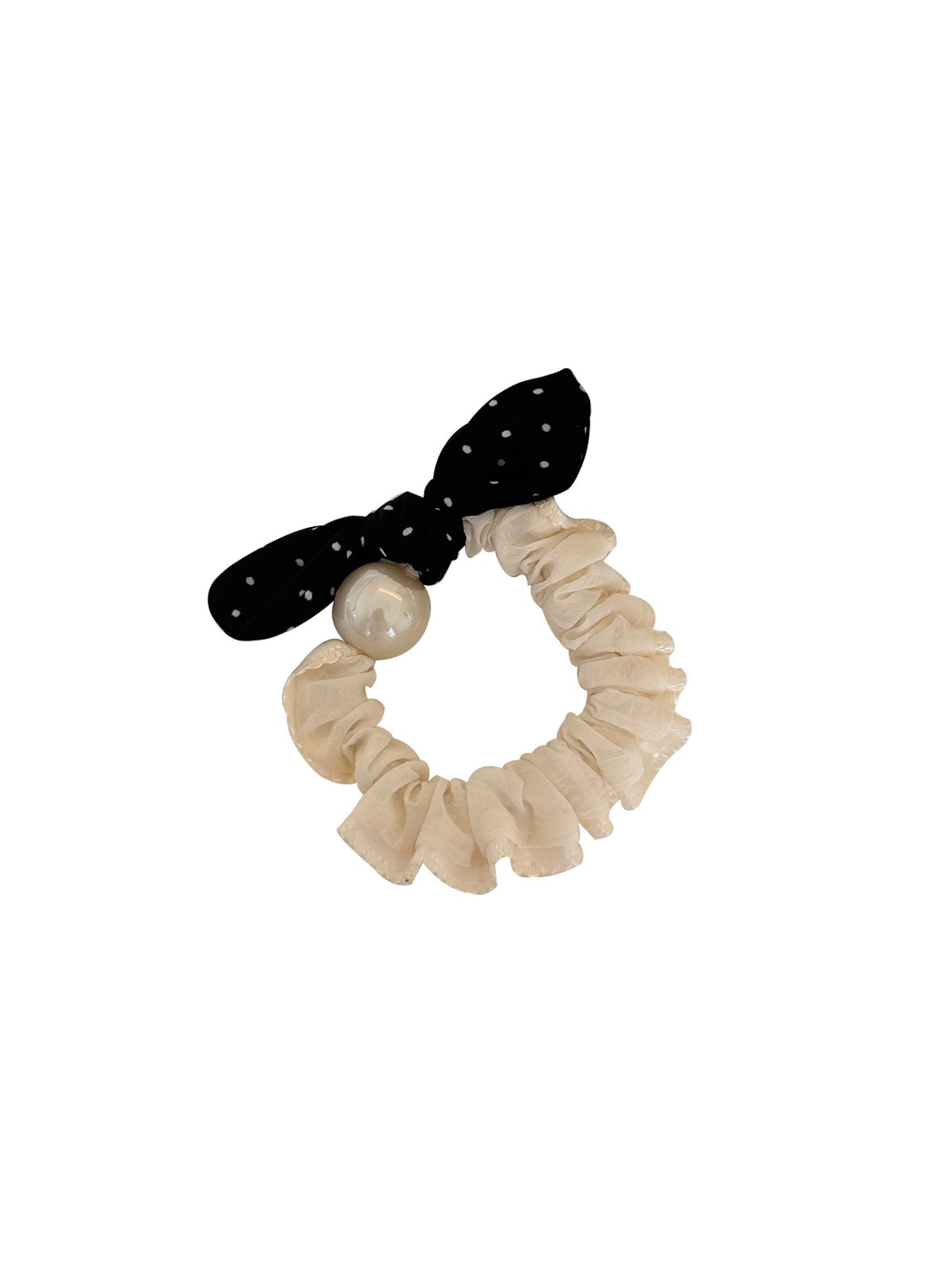 Gifty - Polka Dot Bow Polyester Scrunchie Hair Tie