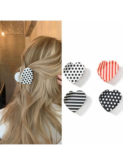 Beau - Polka Dot Heart Acetate Fiber Claw Clip