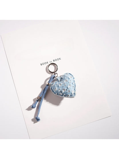 Keypus - Cartoon Denim Heart-shaped Keychain