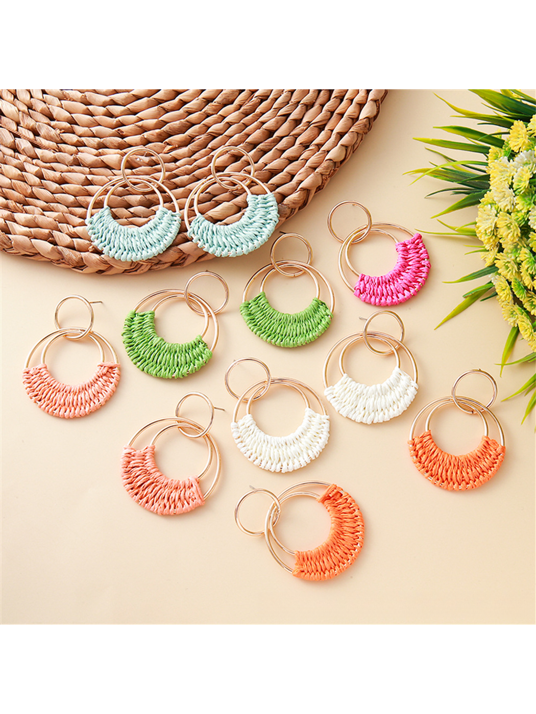 Earedge - Bohemian Geometric Round Stud Earrings