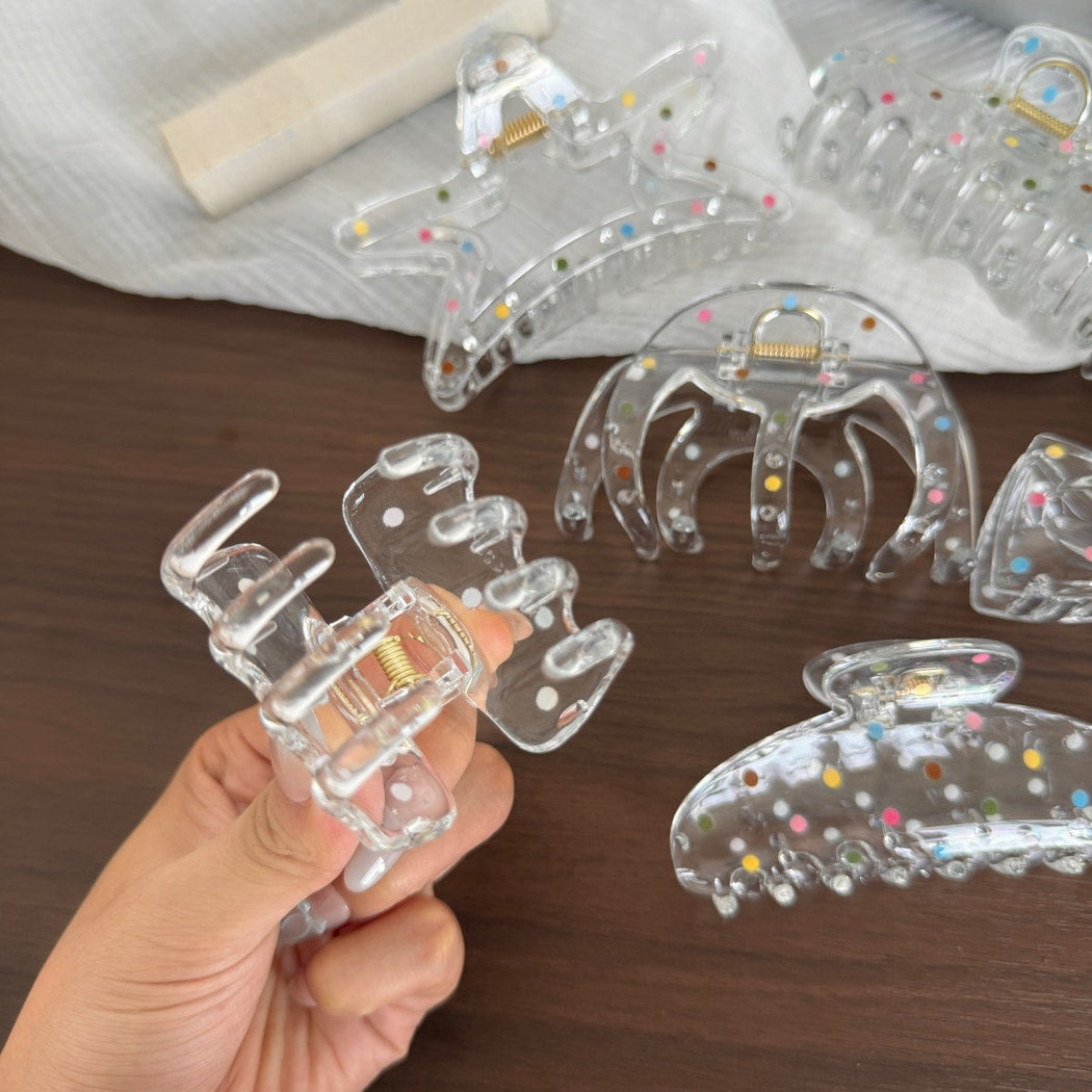 Beau - Transparent Polka Dot Plastic Claw Clip