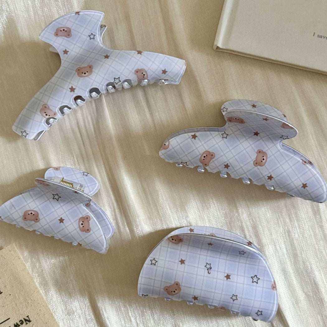 Beau - Cute Bear Print Acetate Hair Claw Clip