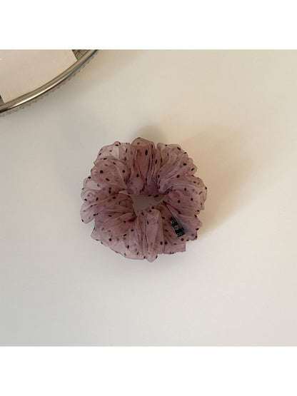 Gifty - Sweet Style Lavender Polka Dot Mesh Scrunchie