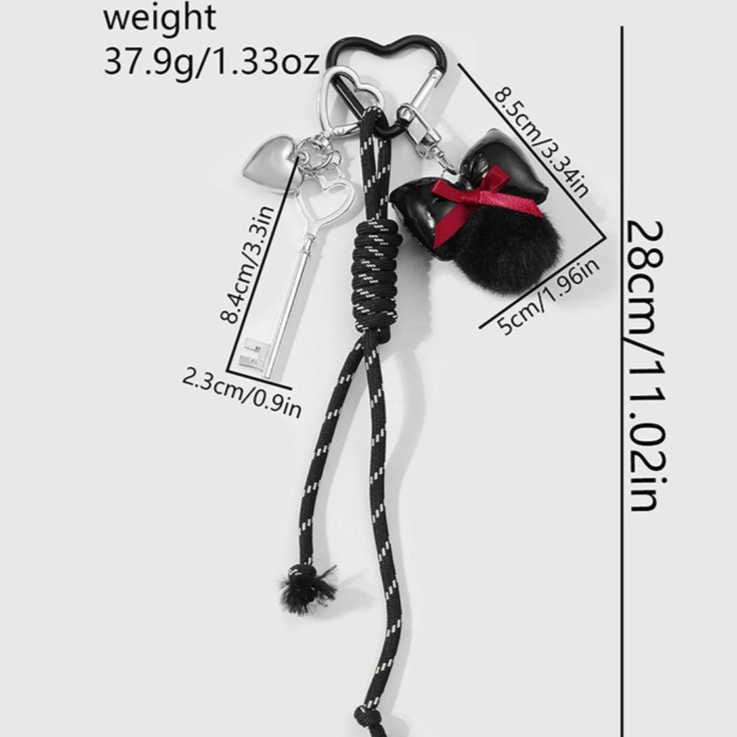 Keypus - Y2K Pom Pom and Heart Keychain