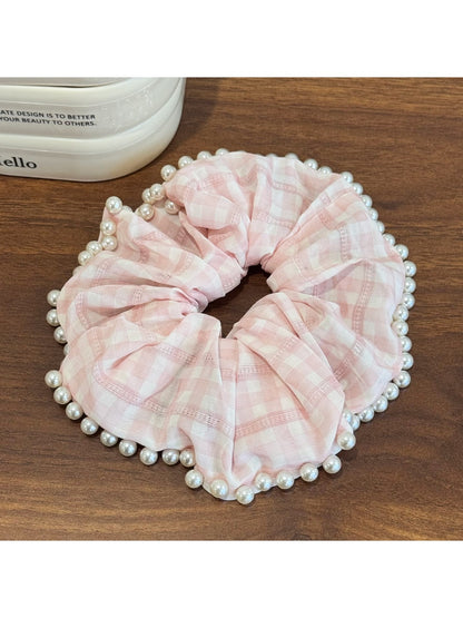 Gifty - Tartan Scrunchies with Beads Large