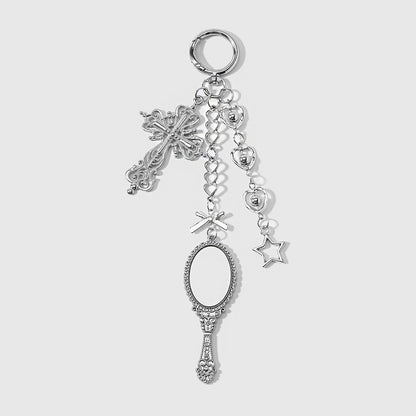 Keypus - Y2K Style Cross and Star Mirror Keychain