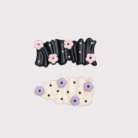 Beau - Polka Dots Floral Accent Hair Clip