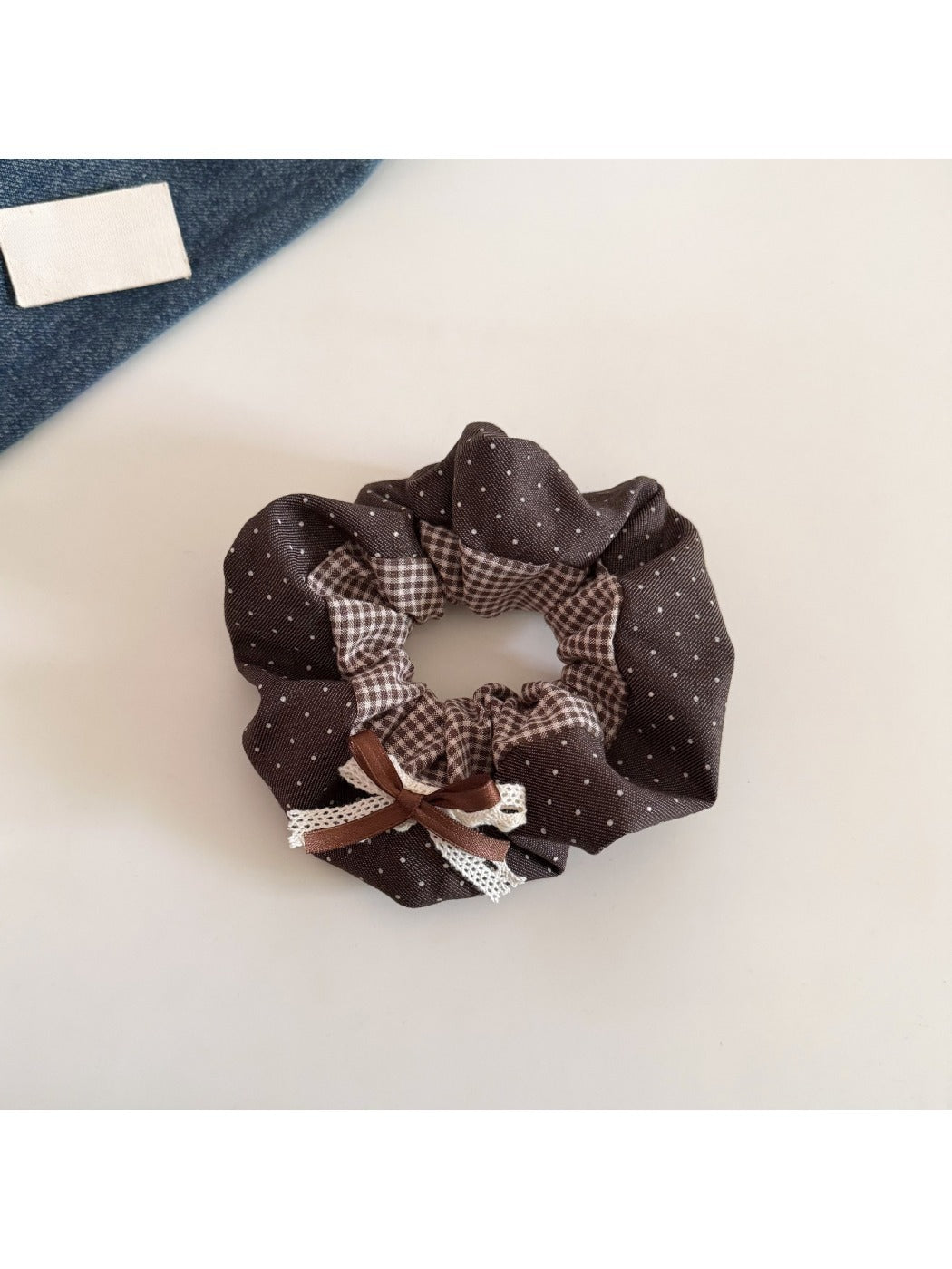 Gifty - Checkered Polka Dot Bow Hair Scrunchies
