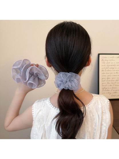 Gifty - Ruffled Polka Dot Polyester Mesh Hair Scrunchie