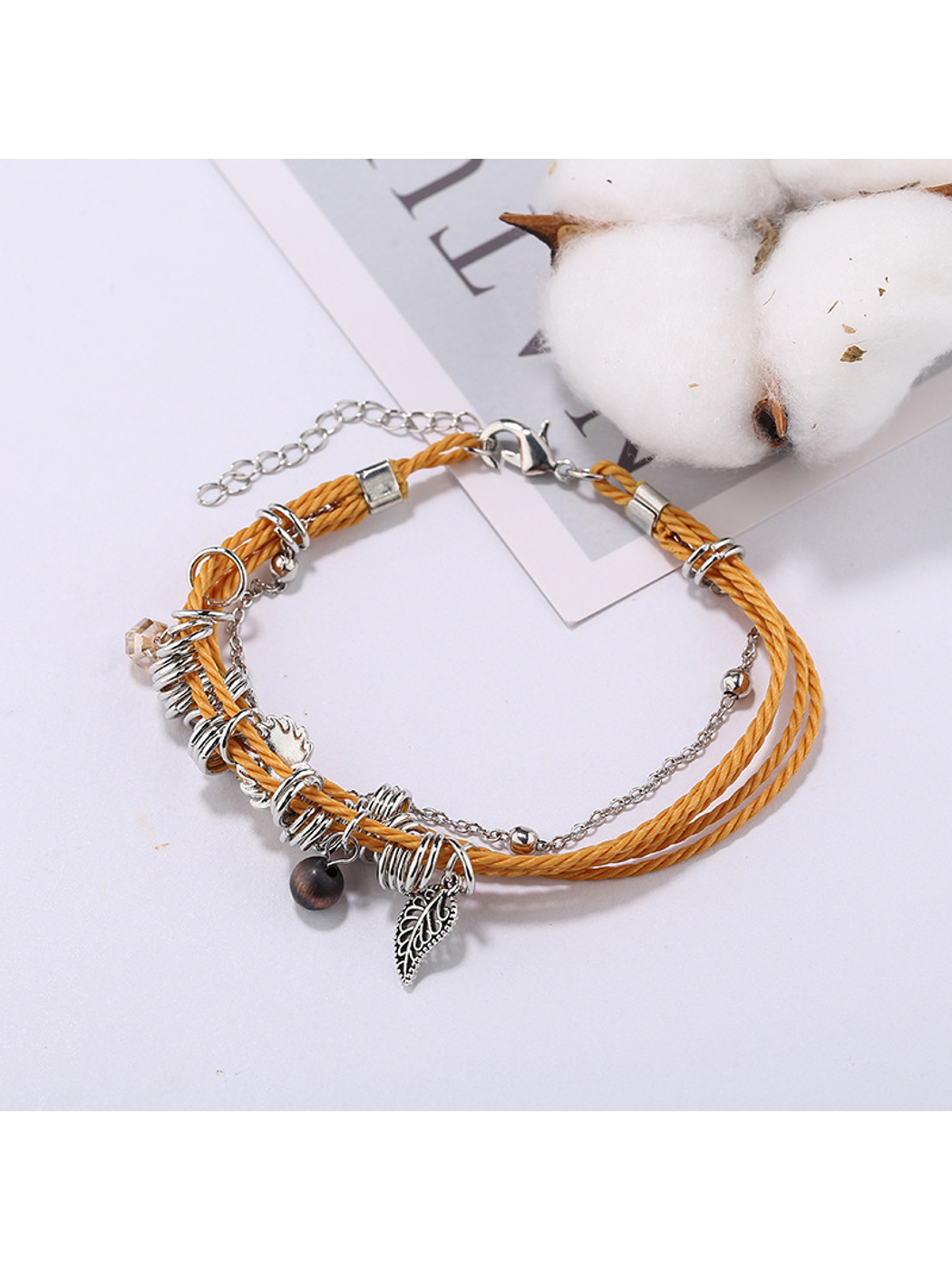 Lovra - Bohemian Leaf Beaded Layered Bracelet