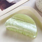 Beau macaron colored crescent claw clip in a styled hair updo