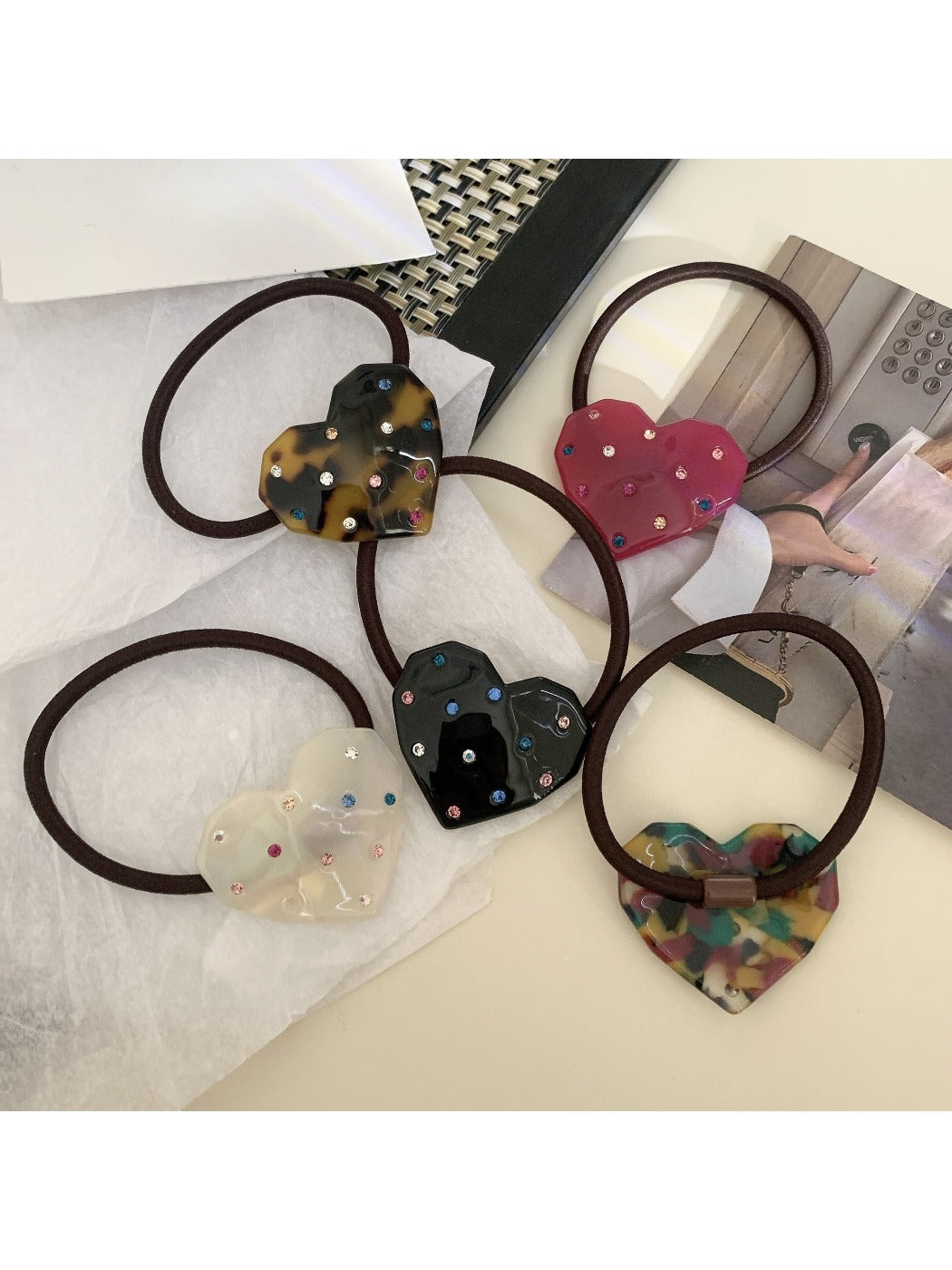 Gifty - Heart Acetate Elastic Hair Tie