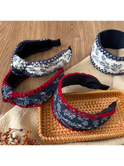 Bohemian style fresh headband with colorful floral pattern on fabric
