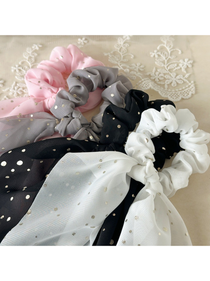 Gifty - Knotted Ribbon Dot Detail Hair Scrunchie