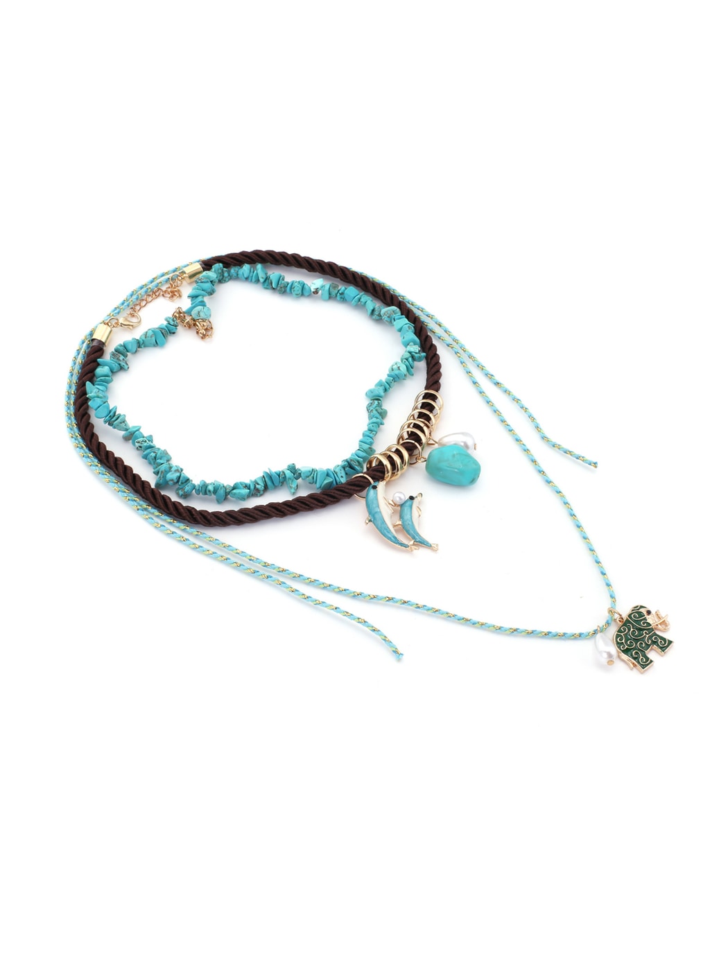 Nozari - Boho Style Elephant Pendant Cord Chain Necklace