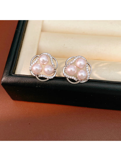 Earedge - Round Openwork Floral Stud Earrings