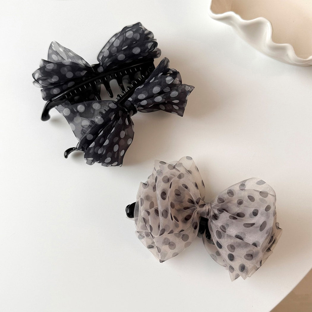 Beau - Decorative Bow Polka Dot Banana Clip