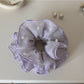 Gifty - Ruffled Polka Dot Mesh-Look Polyester Scrunchie