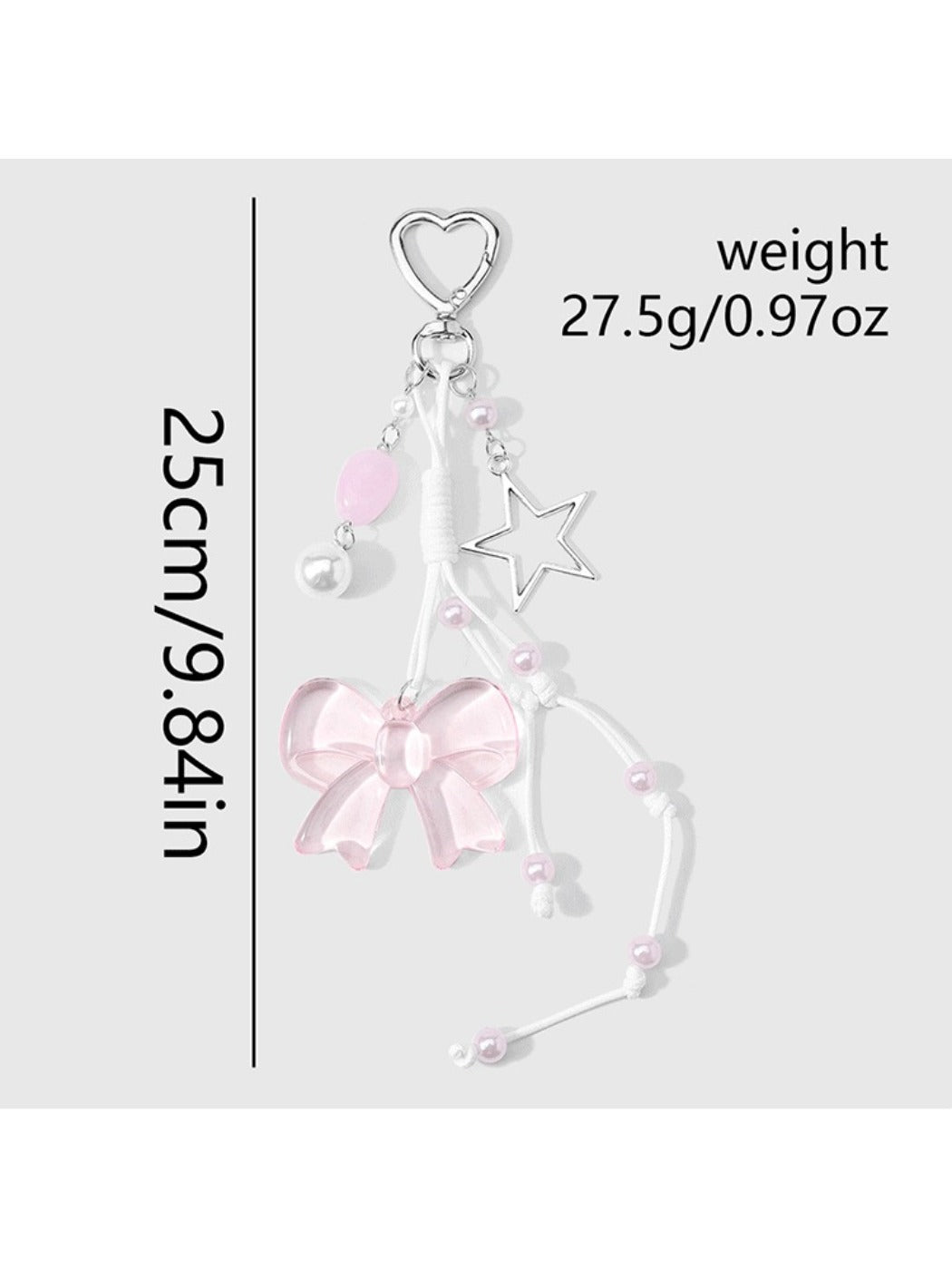 Keypus - Y2K Acrylic Bow Heart Star Dangle Keychain