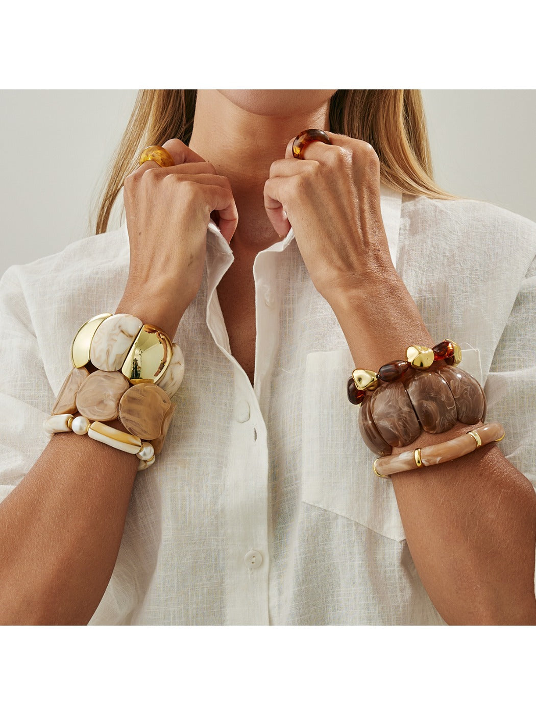 Side view of Lovra vintage beaded link bracelet showing bead details