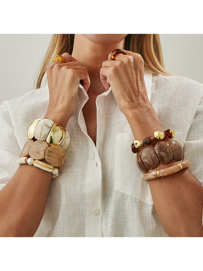 Side view of Lovra vintage beaded link bracelet showing bead details