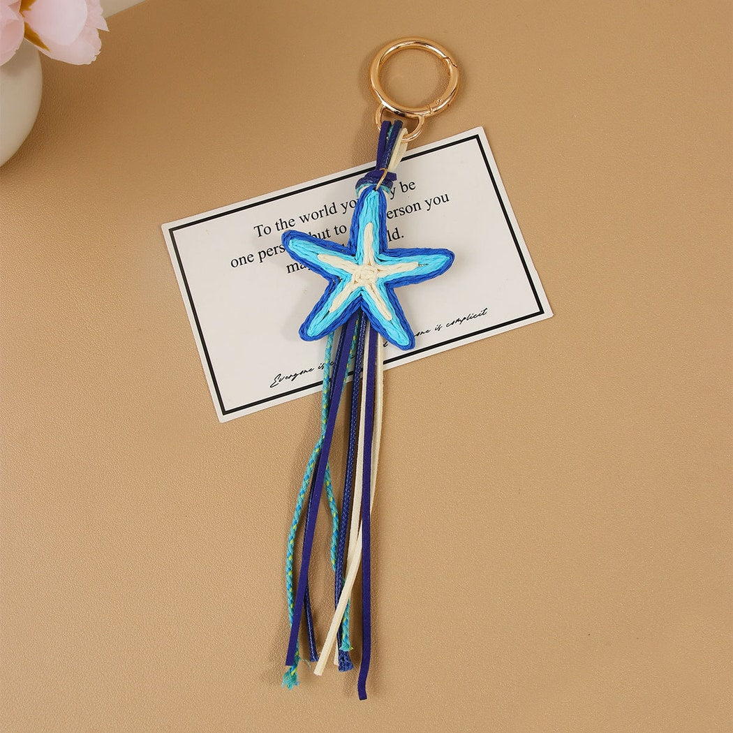Keypus - Starfish Tassel Bag Charm Alloy Keychain