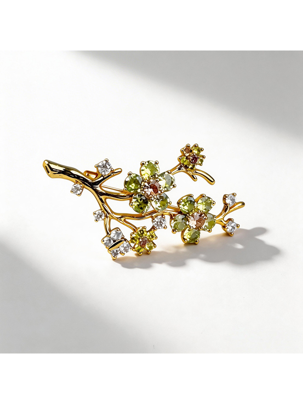 Brovia - Vintage Plum Blossom Rhinestone Brooch