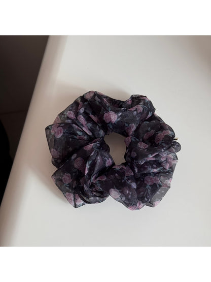 Gifty - Floral Print Gathered Sheer Hair Scrunchie