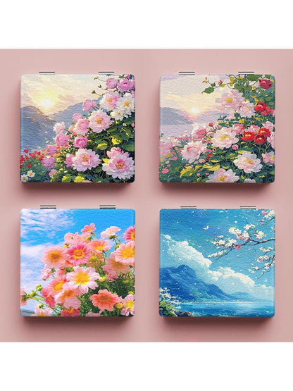 Mirroray - Scenic Floral Compact PU Glass Mirror