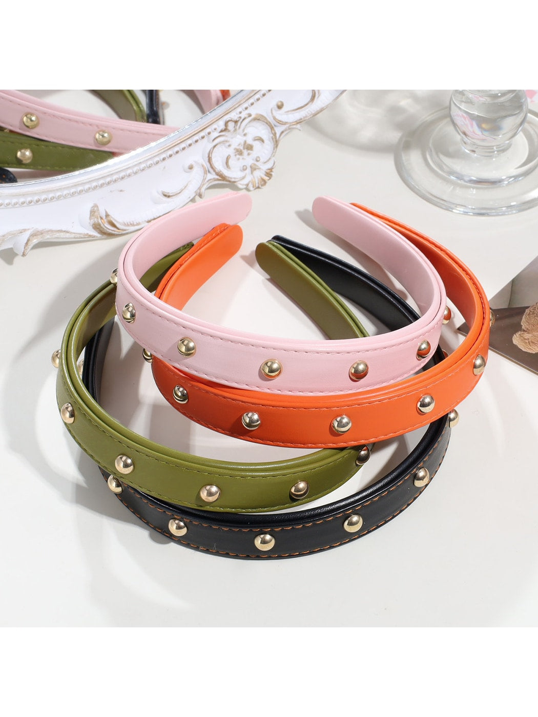 Gifty - PU Leather Studded Retro Style Headband