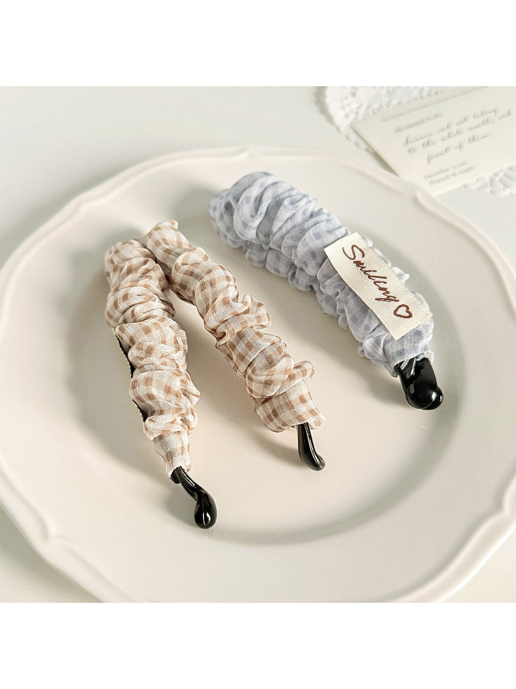 Beau - Plaid Gathered Fabric Decorative Banana Clip