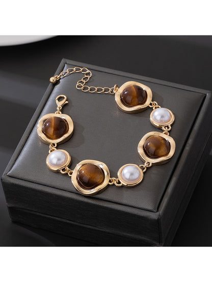 Lovra - Retro Oval and Round Link Dressy Alloy Bracelet