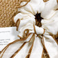 Gifty - Elegant Beige Scrunchie with Khaki Trim