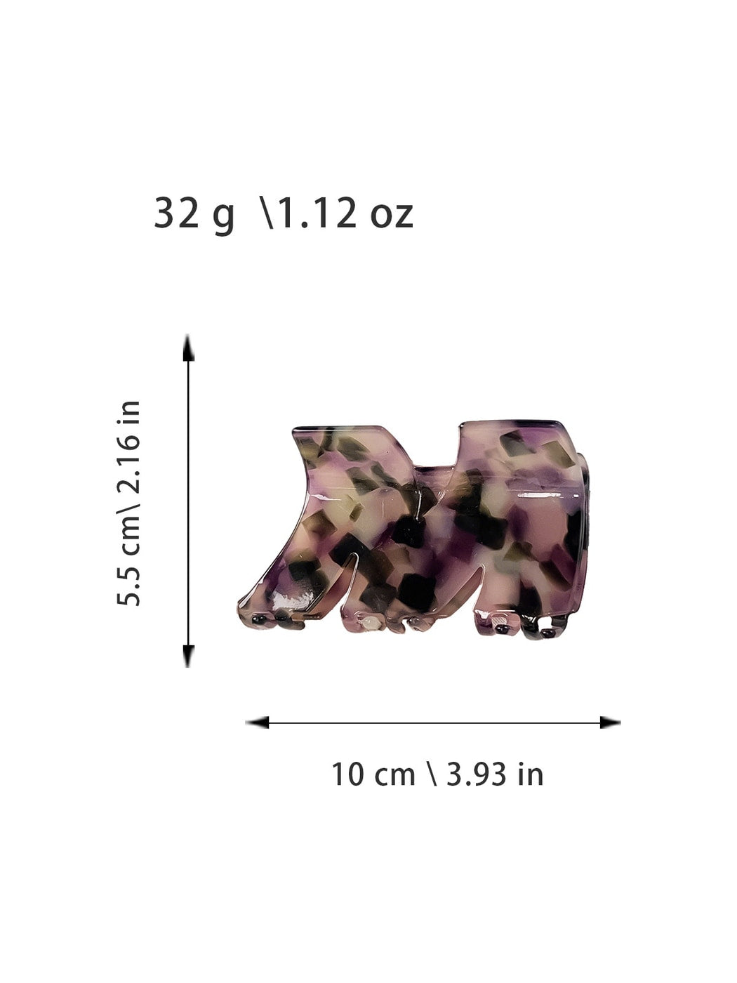 Beau - Glossy Marbled Acetate M Shape Claw Clip