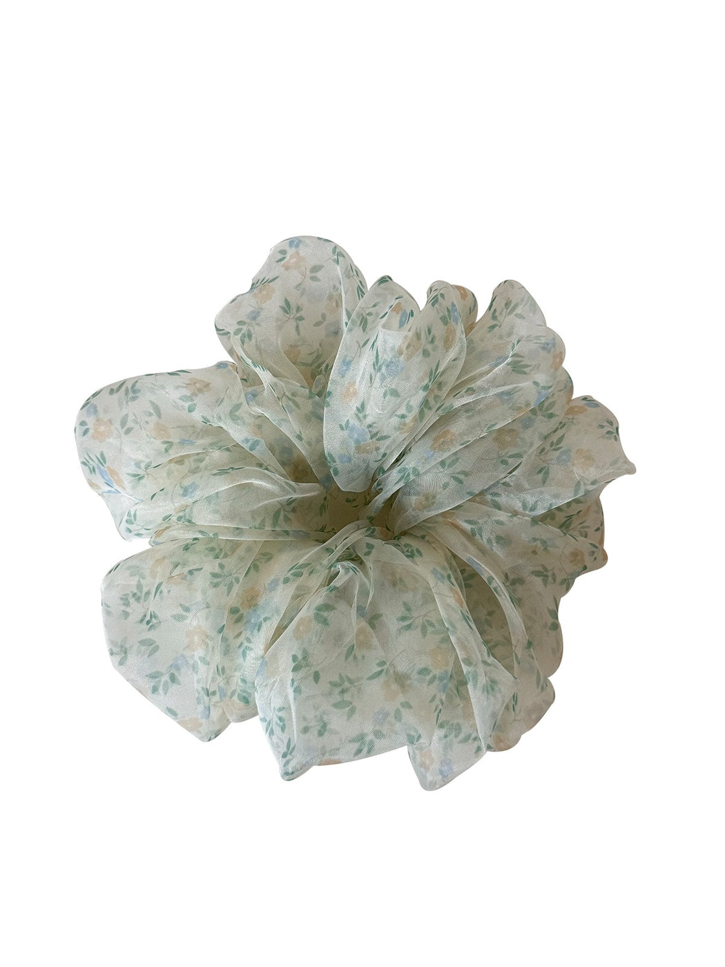 Gifty - Sheer Floral Print Voluminous Polyester Scrunchie