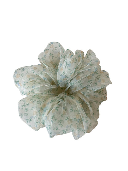 Gifty - Sheer Floral Print Voluminous Polyester Scrunchie