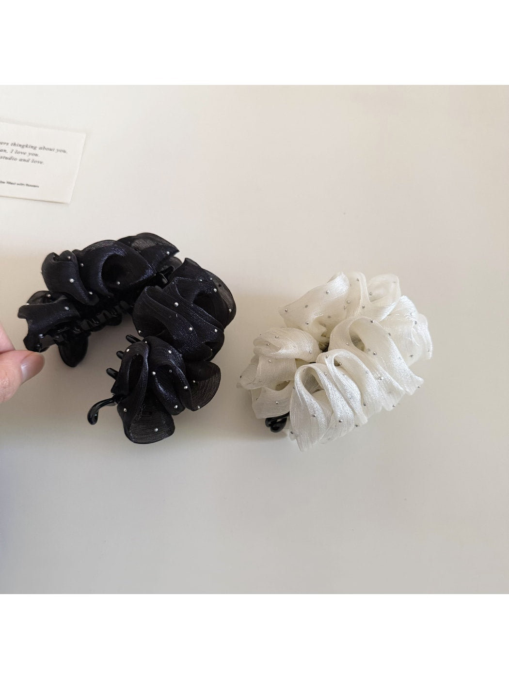 Beau - Ruffled Mesh Look Pleated Banana Clip