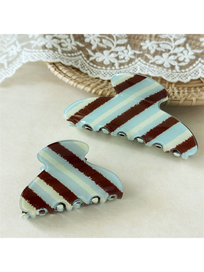 Beau - Striped Glossy Acetate Claw Clip