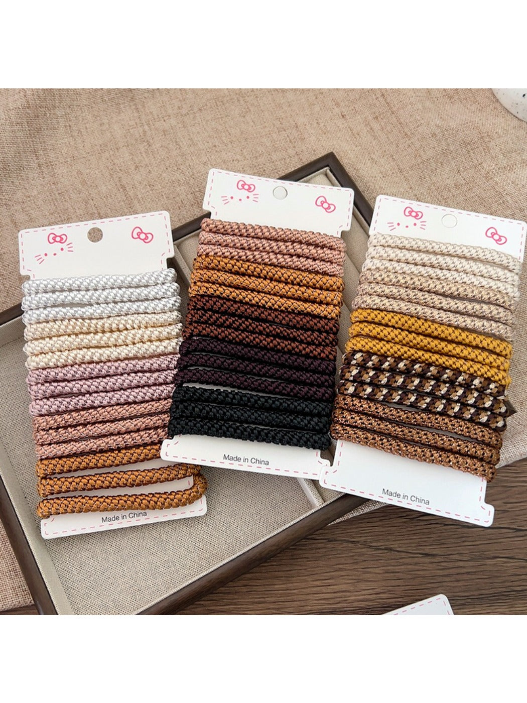 Gifty - Minimalist Braided Hair Ties Set Thick Scrunchies