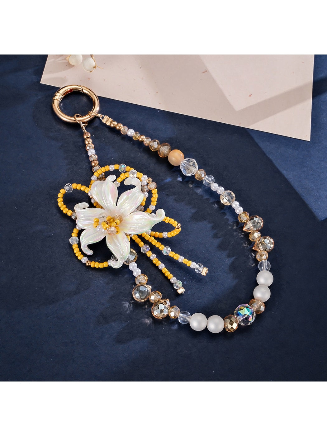 Keypus - Sculpted Iris Flower Beaded Bag Charm Keychain
