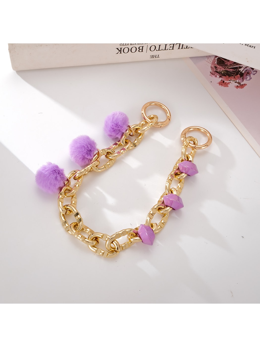 Keypus - Plush Pom Chain Detail Beaded Phone Charm