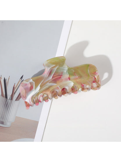 Beau - Marble Swirl Flat Plastic Hair Claw Clip