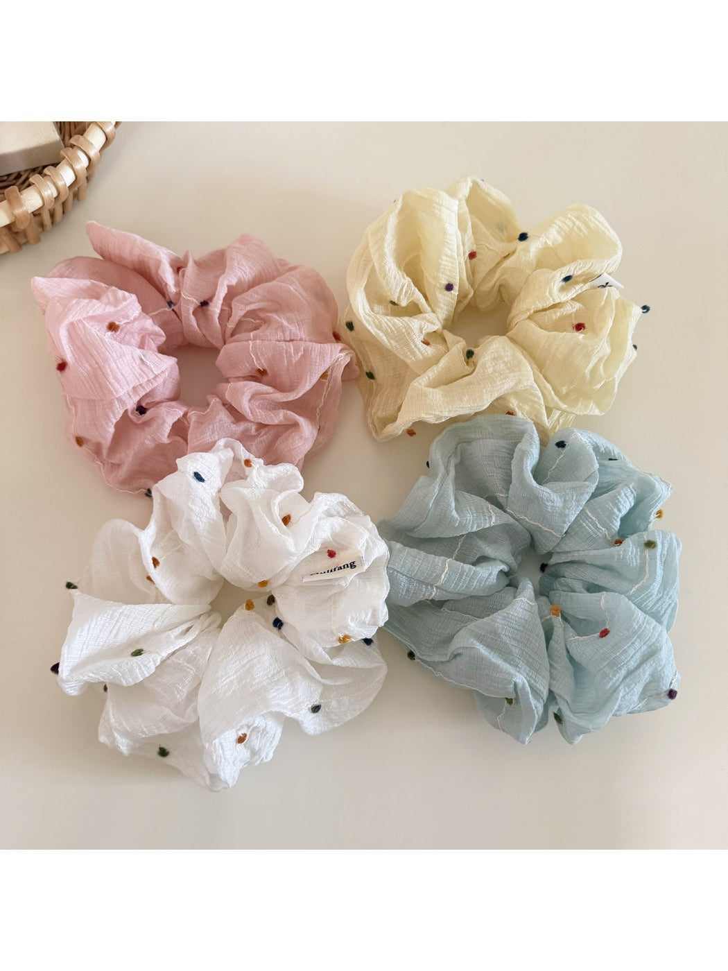 Gifty - Decorative Polka Dot Loose Bun Scrunchie