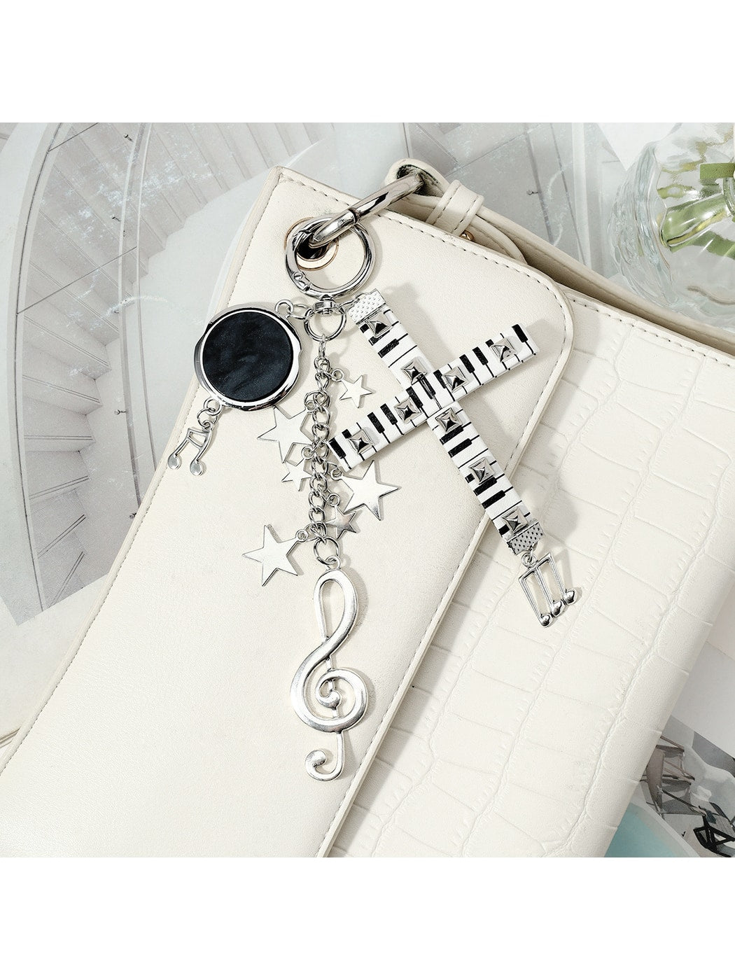 Keypus - Retro Studded Cross Star Music Note Keychain