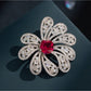 Brovia - Floral Openwork Synthetic Zircon Detail Brooch Pin