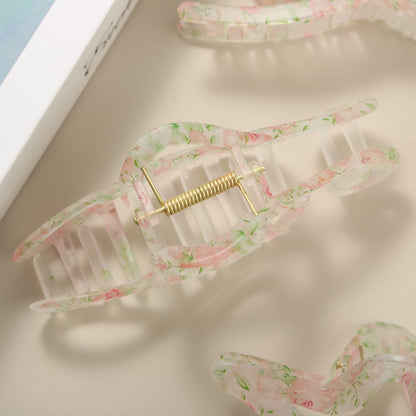 Beau - Floral Pattern PS and Alloy Hair Claw Clip